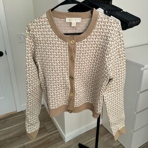 Michael Kors Beige and White Cardigan